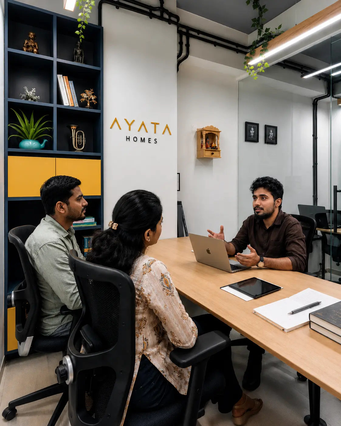 Ayata Homes interior design studio in Bengaluru — mood boards and material swatches